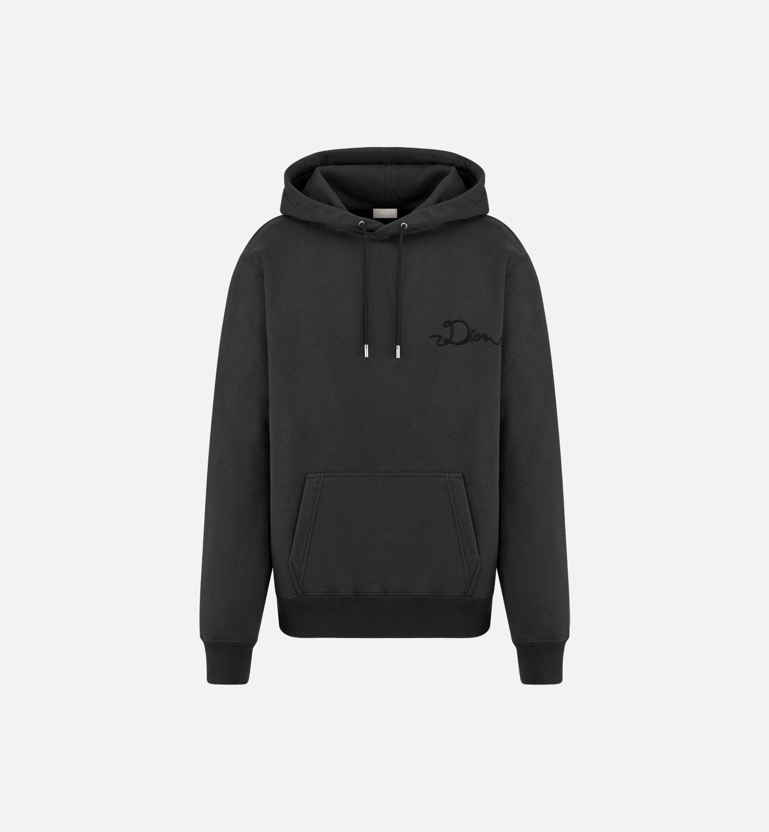 Dior Ribbon Hooded Sweatshirt Deep Gray Cotton Fleece