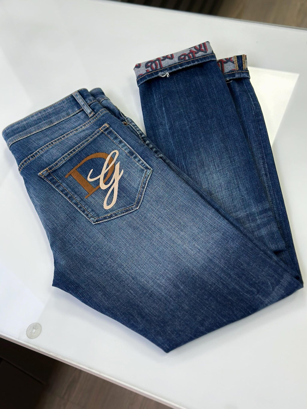 5-pocket denim jeans with DG logo