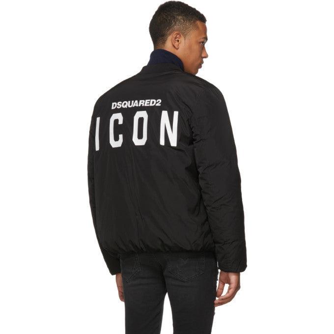Dsquared2 Black Down Nylon Bomber Jacket