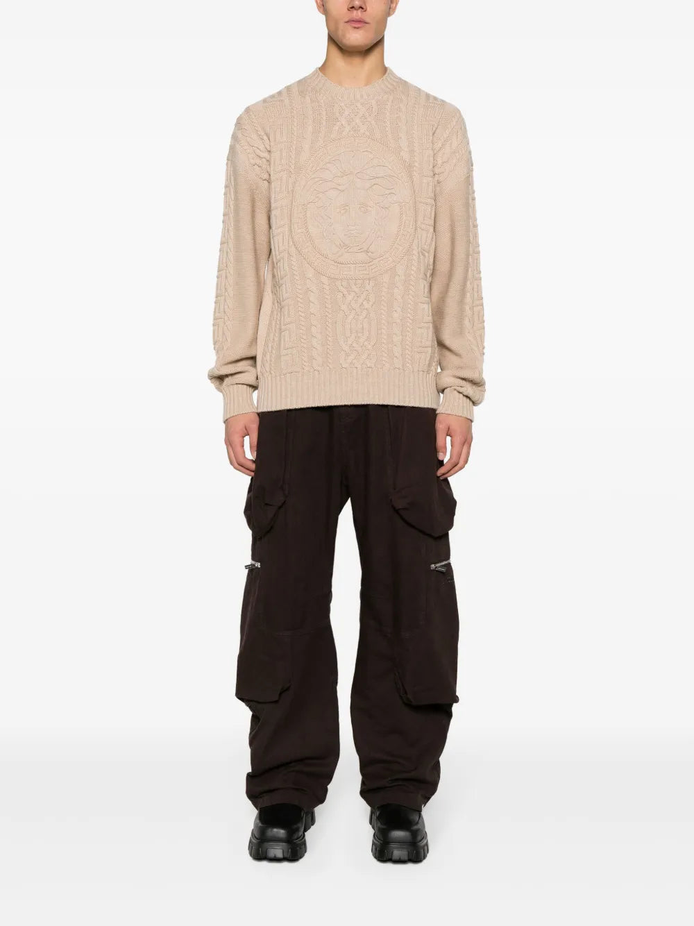 VERSACE
Medusa cable-knit jumper