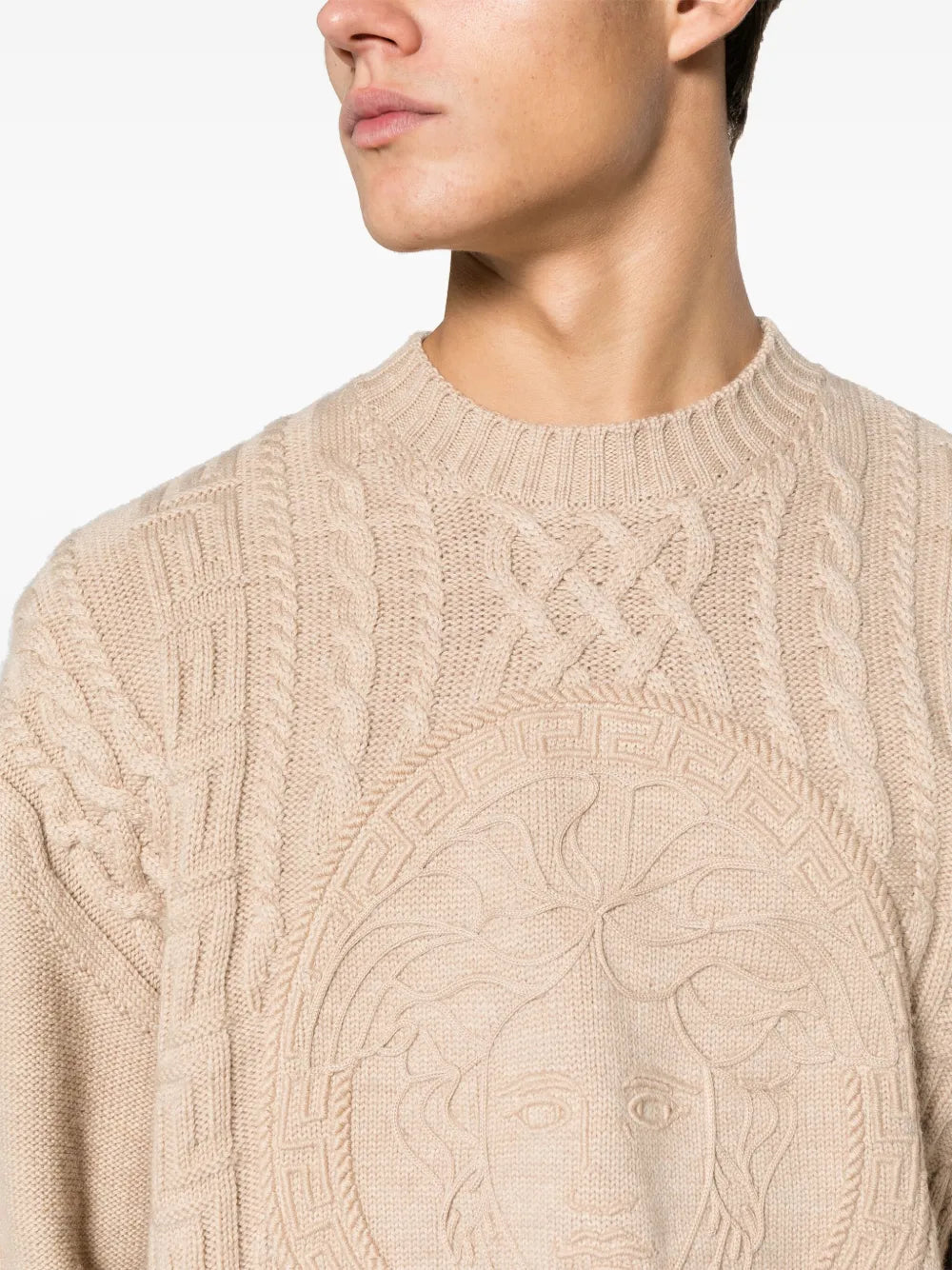 VERSACE
Medusa cable-knit jumper