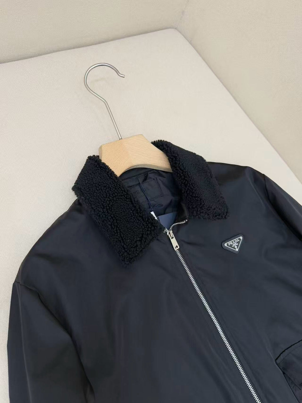 PRADA
Detachable-Collar Brand-Patch Regular-Fit Cotton-Blend Bomber Jacket