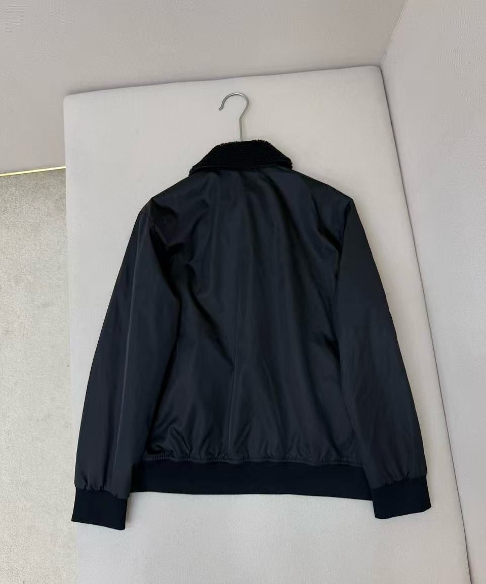 PRADA
Detachable-Collar Brand-Patch Regular-Fit Cotton-Blend Bomber Jacket