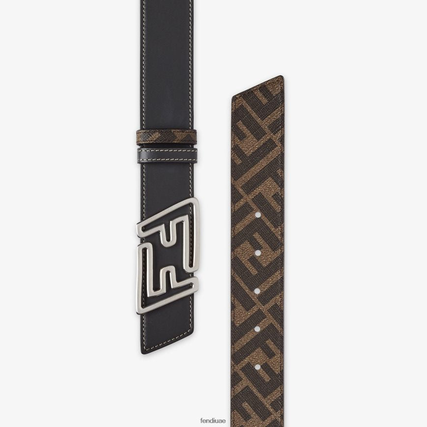 Fendi Men's black Reversible Leather Belt