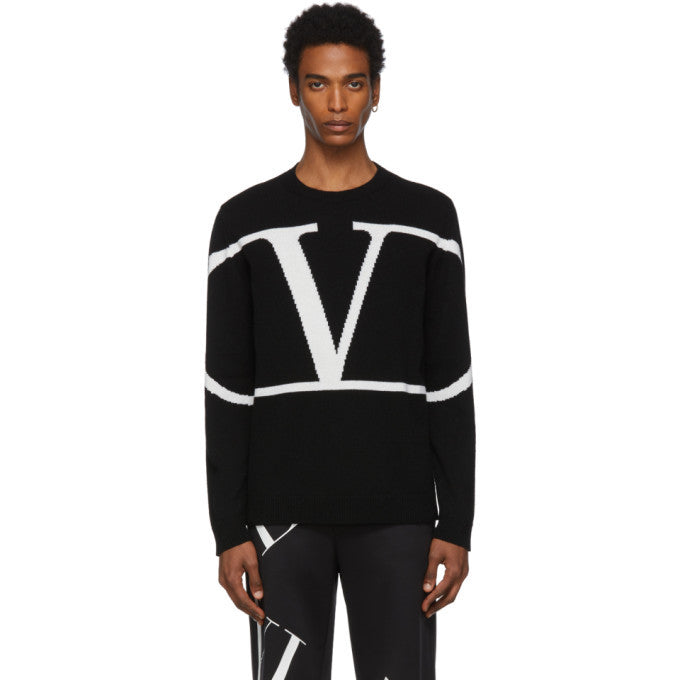 Valentino Black Cashmere VLogo Sweater