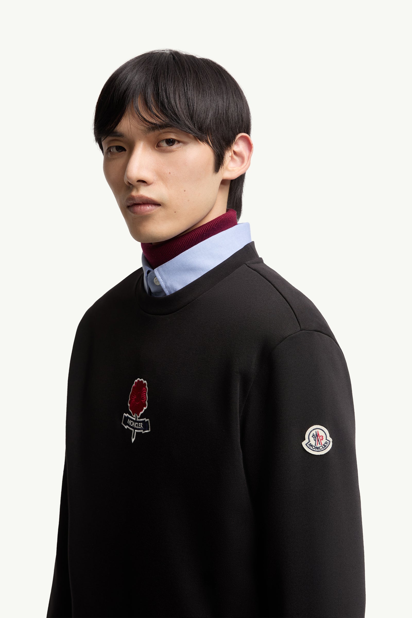 MONCLER - Men's Flower Logo Patch Cotton Blend Sweatshir