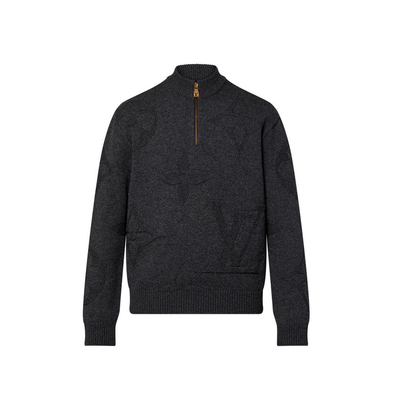 Louis Vuitton  Monogram Jacquard Wool Half Zip Pullover