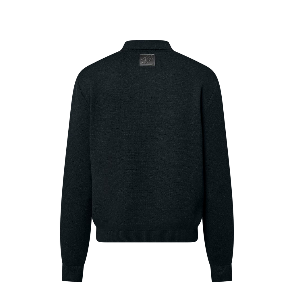 LOUIS VOUITTON - black knitted blouson-with-leather-