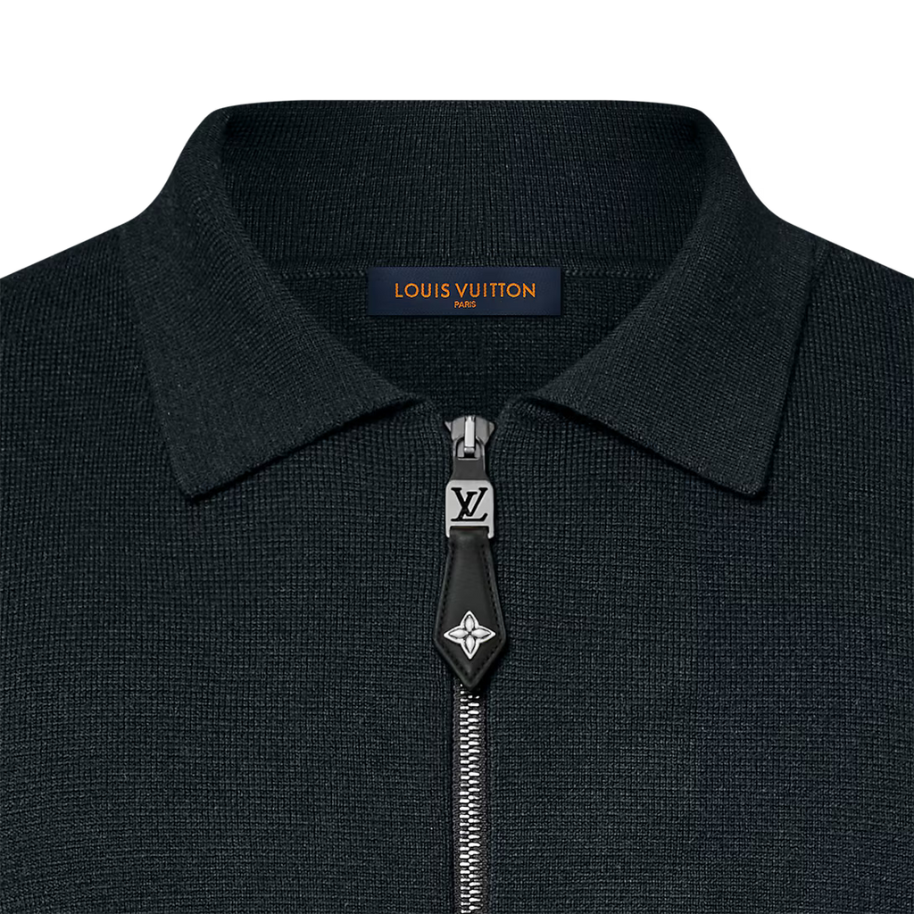 LOUIS VOUITTON - black knitted blouson-with-leather-