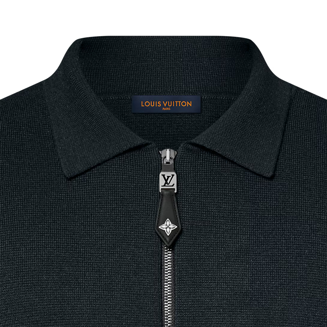 LOUIS VOUITTON - black knitted blouson-with-leather-