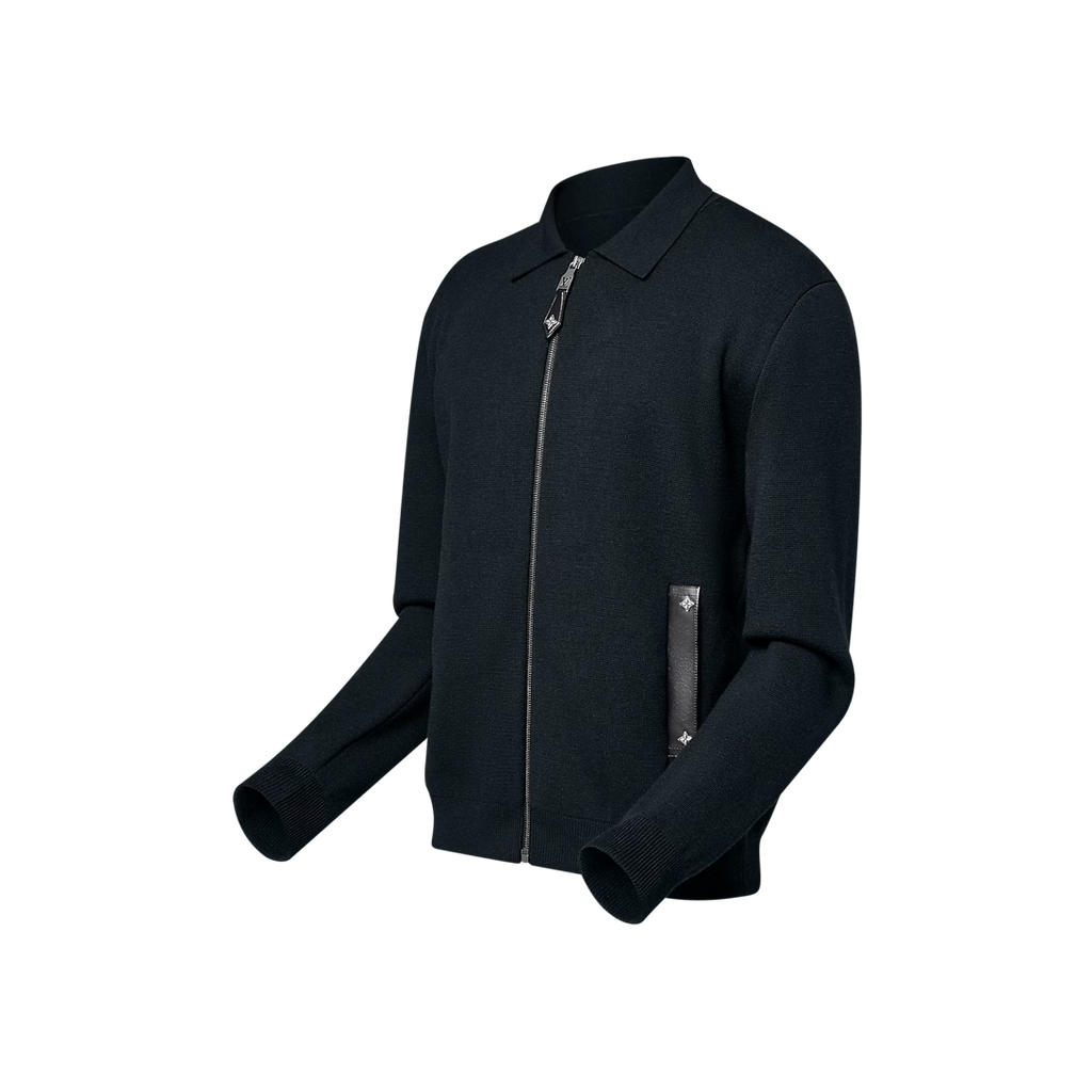 LOUIS VOUITTON - black knitted blouson-with-leather-