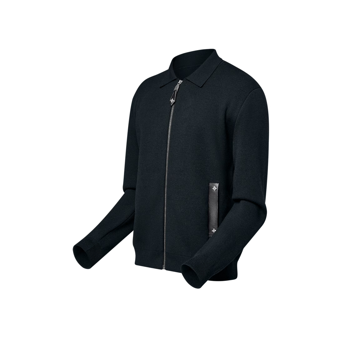 LOUIS VOUITTON - black knitted blouson-with-leather-