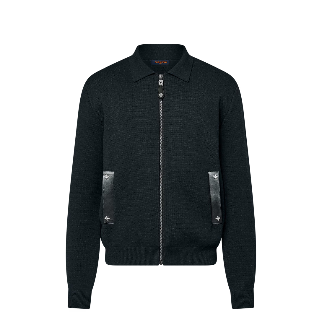 LOUIS VOUITTON - black knitted blouson-with-leather-