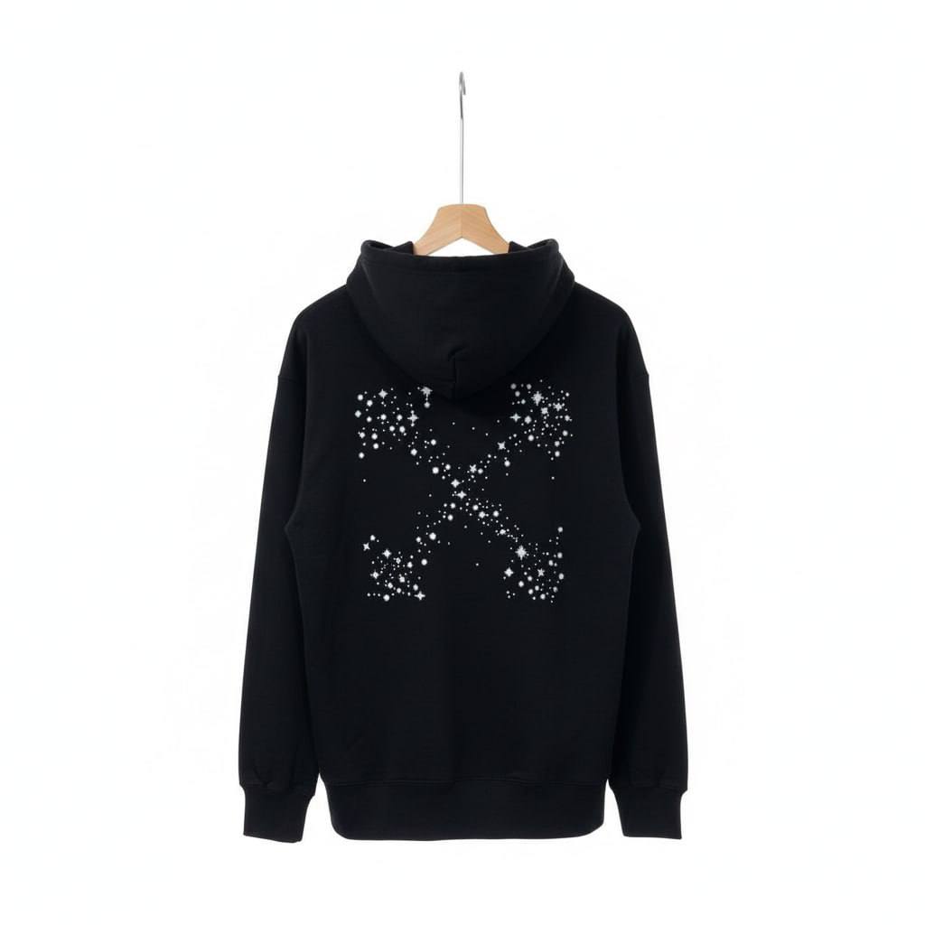 OFF-WHITE Bling Star Arrow-Motif Cotton Hoodie