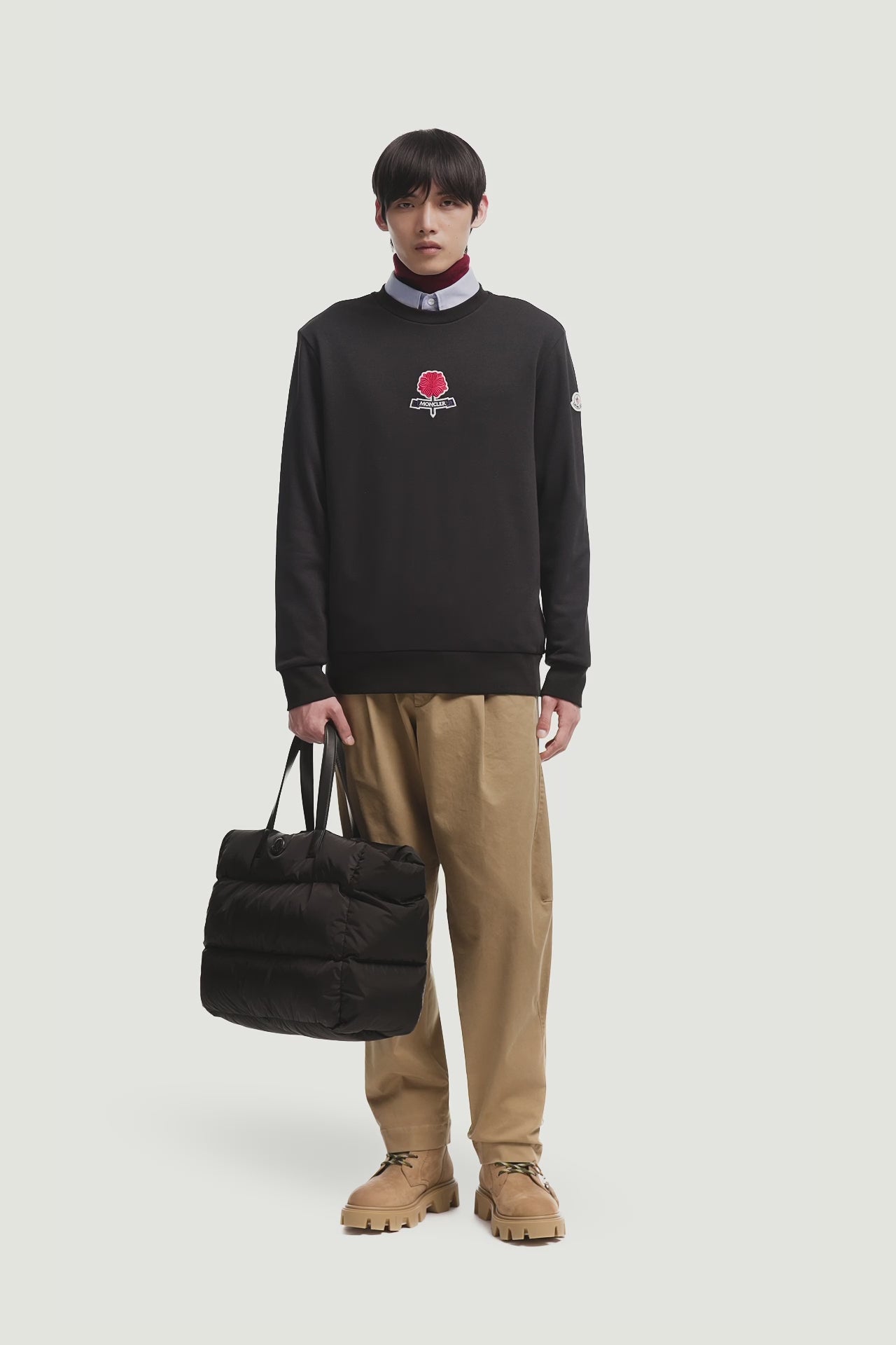 MONCLER - Men's Flower Logo Patch Cotton Blend Sweatshir